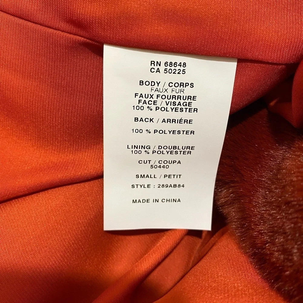 Allen Schwartz Greta Faux Fur Coat Red Size Small NWT - Picture 14 of 16